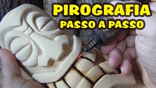 Pirografia passo a passo  Tiki Wood burning 🔥 [upl. by Angelica]