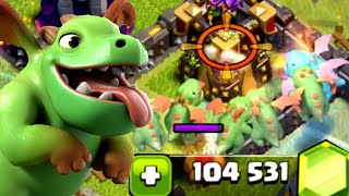 Clash of Clans  Gemming Baby Dragon to MAX New Update Gameplay [upl. by Retsim]