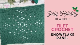 Filet Crochet Snowflake  Jolly Holiday Blanket [upl. by Pieter]