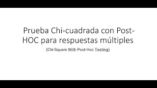 Preuba Chicuadrado con Posthoc ChiSquare with Posthoc testing [upl. by French]