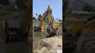 Beautiful girl rescues bogged excavator mayxuc excavator xuhuong [upl. by Epoillac]