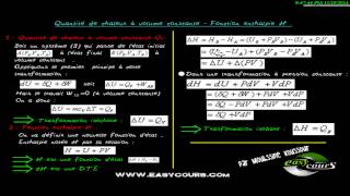 4  Quantité de chaleur à volume constante  Fonction Enthalpie [upl. by Nayt499]