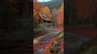 Wood Cabin in Autumn  Rain and Leaves for Calm and Sleep [upl. by Quiteri289]