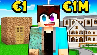 €1 vs 1000000 Minecraft Huis Bouw Challenge [upl. by Aicul]