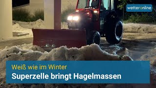 Superzelle bringt Hagelmassen in Oberbayern  Weiß wie im Winter [upl. by Pandich36]