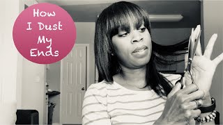 Trimming My Hair  Healthy Relaxed Hair  How I Dust My Ends [upl. by Enneyehc642]