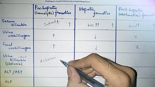 Easiest way to differentiate bw types of Jaundice Tabulated form  must watch [upl. by Mooney]