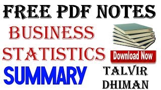 FREE NOTES FOR BUSINESS STATISTICS BY TALVIR SINGH DHIMAN [upl. by Hizar]