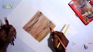 WOODEN TEXTURE DRAWING WITH COLOR PENCILS ONLINE DEMONSTRATION  DA ART INSTITUTE OF ART amp DESIGN [upl. by Katharine]