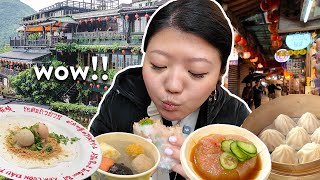 STREET FOOD at most magical place in TAIWAN🏮 JIUFEN FOOD TOUR Spirited Away Town [upl. by Teemus]