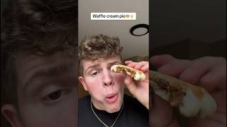 Eating a cream pie filled waffle for the first time Food Hack [upl. by Lagiba517]