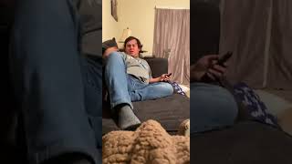 Guy has an accident in his pants while laughing at something on TV [upl. by Pruter888]