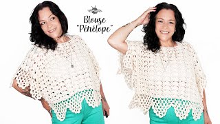 Crochet blouse quotPenelopequot I Tuto Blouse I Haut dentelle [upl. by Lorien]