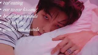 BTS ASMR Namjoon  ear nibbling  ear to ear kisses  soft talking  rain sounds requested ✅ [upl. by Fawcette]