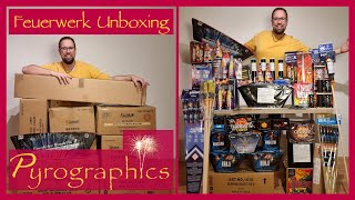 Feuerwerk Unboxing für Silvester  F2 und F3 Bestellung von Pyrographics  7 mega Pakete für 1000 € [upl. by Melbourne486]