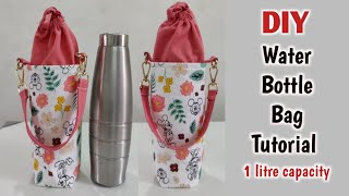 DIY Water Bottle Holder Tutorial  Water Bottle Bag  WATER BOTTLE BAG SEWING TUTORIAL  Bag making [upl. by Wulf]