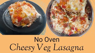 Vegetable lasagna recipe without oven  Cheesy Lasagna at home  Easy Bread lasagna no oven recipe [upl. by Ailahs]