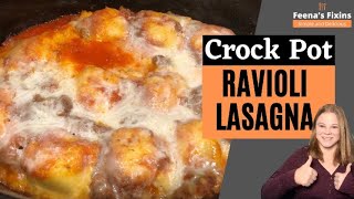 Crock Pot Lazy Day Lasagna with Frozen Ravioli  Only 4 ingredients [upl. by Schmidt]