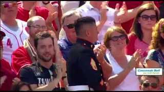 The Saluting Marine As Cincinnati Reds Hometown Hero Sponsored by Attorney Anthony Castelli [upl. by Joelly158]