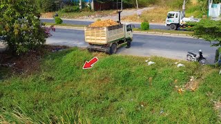 Nice Job Old Dump Truck 5Ton Fill Land With Bulldozer D20P Pushing Soil Mix VDO [upl. by Currier]