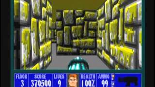 Wolfenstein 3D 100 Walkthrough E2M3 [upl. by Noslen989]