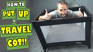 How to put UP a TRAVEL COT amp DOWN again Travel cot assembly made easy Erect a portable crib fast [upl. by Atinor]