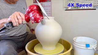 771 Throwing an 8 Lb Moon Jar using a Heat Gun with HsinChuen Lin [upl. by Ahsito]