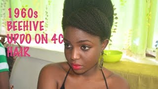 1960s INSPIRED BEEHIVE UPDO ON NATURAL HAIR [upl. by Dirraj]