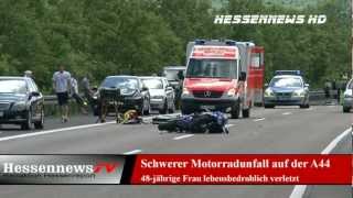 Schwerer Motorradunfall auf der A 44 22062012 [upl. by Htebazle]