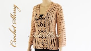 Lace sweater shrug crochet pattern  how to crochet a pullover Part 1 of 2 [upl. by Nolyat]