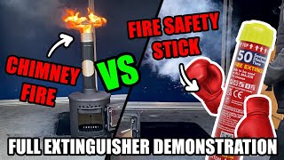 Stopping a Log Burner Chimney Fire  Fire Safety Stick Fire Extinguisher [upl. by Otho421]