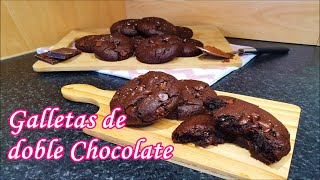 GALLETAS de DOBLE CHOCOLATE  Receta 100 Casera Fácil y Rápida ❤👩🏽‍🍳 [upl. by Acquah]