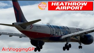 Heathrow Plane Spotting A350 Team USA A330 A380 AirVloggingGP [upl. by Cart507]