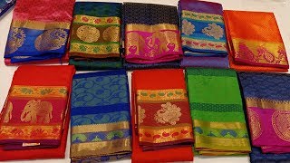 Rs 450 to 640 SILK SAREES NAACHIYARS MADURAI WHOLESALE SHOP [upl. by Kirstin911]