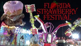 Wild Fair Rides amp Crazy Carnival Eats at the 2019 Florida Strawberry Festival [upl. by Rozina]