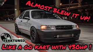 Sleeper Turbo Toyota Tercel 2100lbs and 430hp of Fun on the street Almost Blew up on us [upl. by Nitaf]