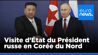 Vladimir Poutine à Pyongyang  1ère visite dun chef dÉtat russe depuis près 24 ans  euronews 🇫🇷 [upl. by Wallie]