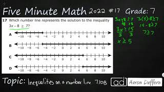 7th Grade STAAR Practice Inequalities on a Number Line 710B  3 [upl. by Edina]