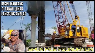 Proses Pemancangan Tiang Spun Pile  Pondasi Paku Bumi [upl. by Standford]