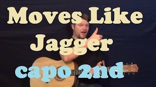 Moves Like Jagger Maroon 5 Guitar Lesson Easy Capo 2nd Strum Chord How to Play Tutorial [upl. by Esinej832]