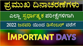 important days in kannada  special days in kannada  ಪ್ರಮುಖ ದಿನಾಚರಣೆಗಳು [upl. by Ecyar]