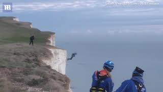 Base jumper leaps from 530ft Beachy Head cliffs [upl. by Florenza]