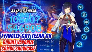 I Finally Got Yelan C6  34 123 22M HP 12s Clear  Double Vaporize Combo Showcase [upl. by Vite]