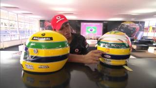 Hamilton explains special Senna tribute helmet BBC F1 2011 Brazilian GP [upl. by Amiaj564]