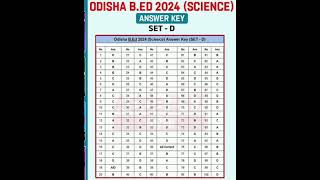 Sams odisha Bed Entrance Science Unofficial Answer Key 2024 [upl. by Baptista]