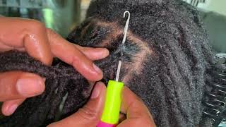 Easy way to interlock locs with a crochet needle [upl. by Haisa]