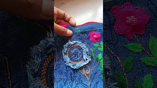 Bag embroidery tutorial 🪡 ব্যাগ এমব্রয়ডারি ডিজাইন  Tanzila Taniya [upl. by Rehpinnej]