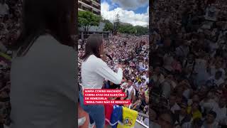 MARÍA CORINA MACHADO PARTICIPA DE MANIFESTAÇÃO CONTRA VITÓRIA DE MADURO NA VENEZUELA [upl. by Nimzaj]