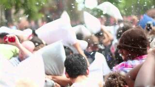 LA Pillow Fight Day  2011 Music Video sleepyhead borgore remix [upl. by Mclaughlin]