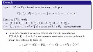 Transformações Lineares Calculando a matriz de uma transformação linear [upl. by Kwapong]